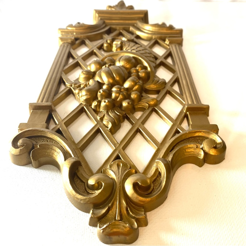 Vintage Hollywood Regency Gold Wall Plaque Decor Hanging MCM MidMod Maximalism